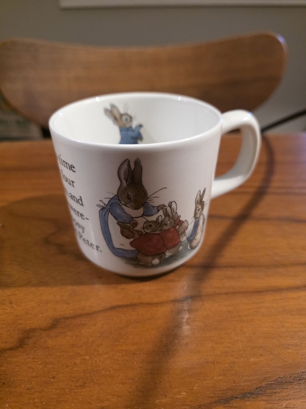 Wedgwood White Ceramic Peter Rabbit Mug with Blue and Red Accents